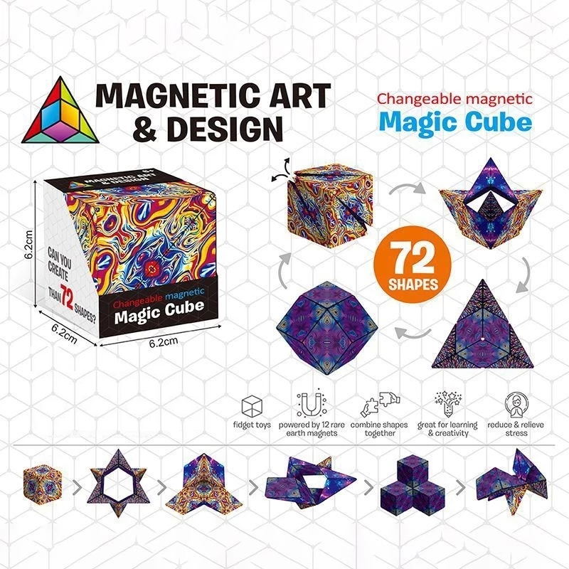 3D Changeable Magnetic Magic Cube For Kids Puzzle Cube Antistress Toy